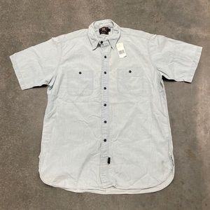 NWT Double RRL Ralph Lauren Button Shirt Men L Light Blue Short Sleeve